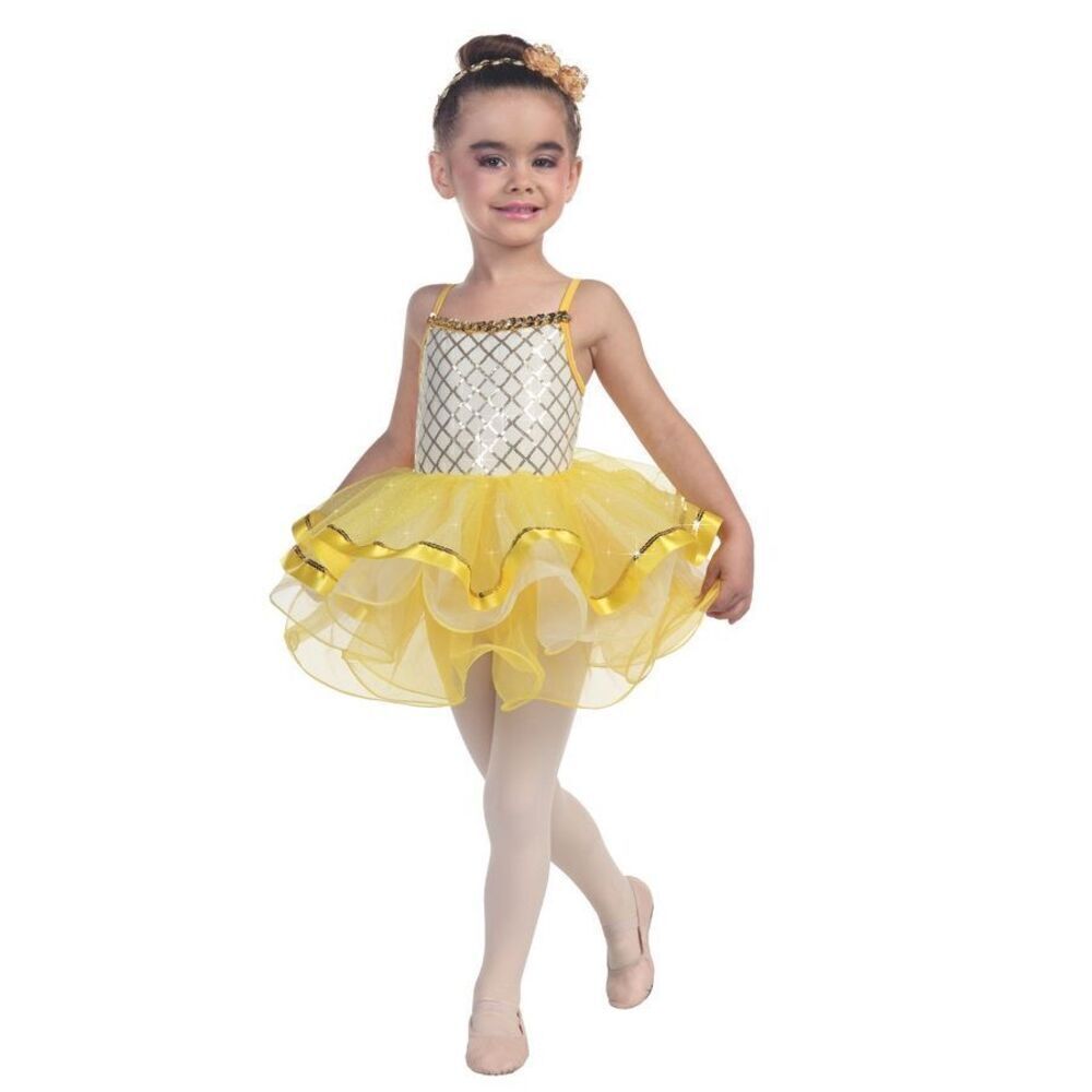 Revolution Dancewear Size SA As You Are Dance Costume Pastel Yellow Tutu Leo